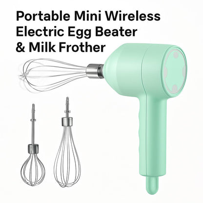 Portable Mini Wireless Electric Egg Beater & Milk Frother