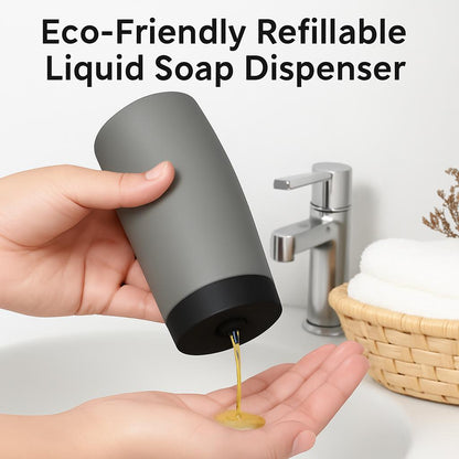 Eco-Friendly Refillable Liquid Soap Dispenser in Gray Silicone