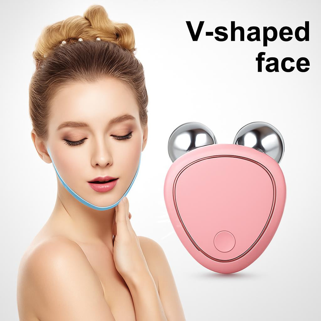 Pink V-Shaped Facial Massager for Wellness and Sustainability
