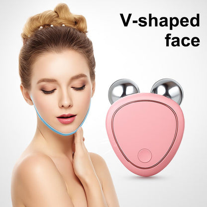 Pink V-Shaped Facial Massager for Wellness and Sustainability