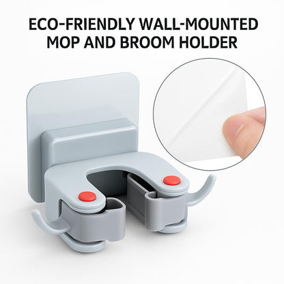 Eco-Friendly Wall-Mounted Mop and Broom Holder