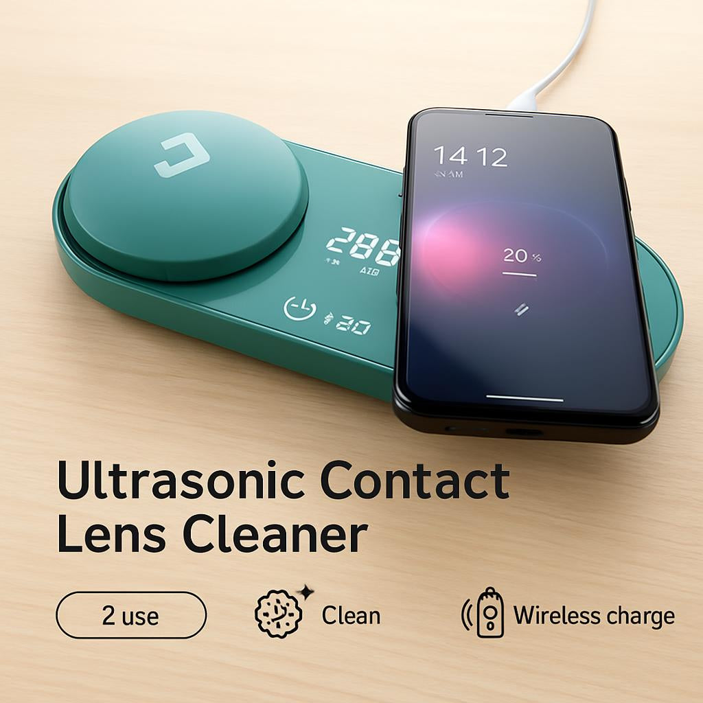 Ultrasonic Contact Lens Cleaner & Wireless Charging Case