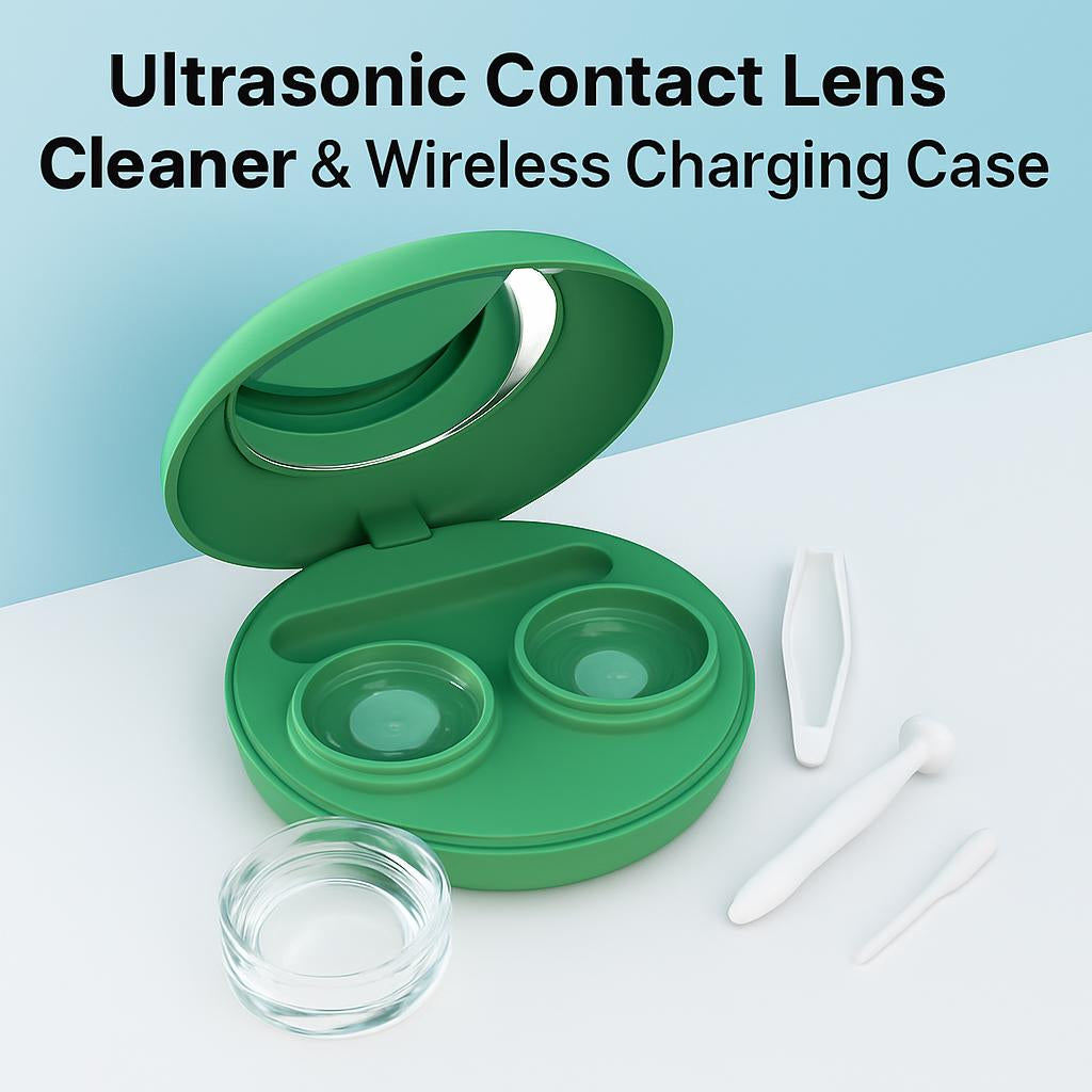 Ultrasonic Contact Lens Cleaner & Wireless Charging Case