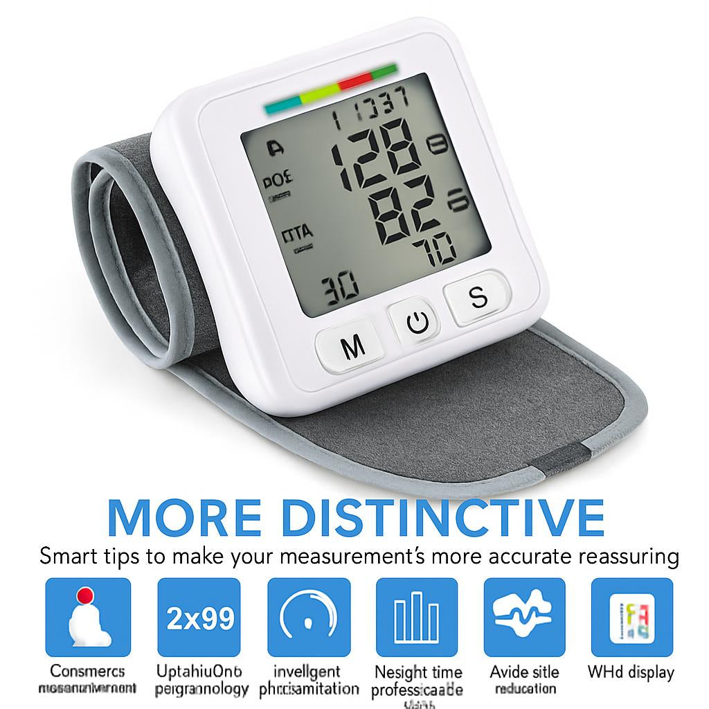 Compact Digital Wrist Blood Pressure Monitor - Eco-Friendly Health Tracker
