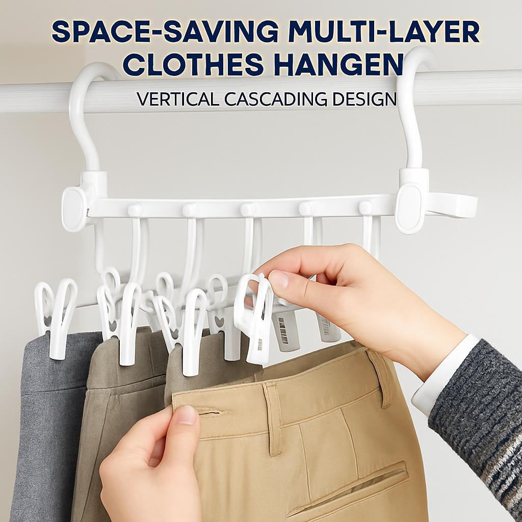 Space-Saving Multi-Layer Clothes Hanger - Vertical Cascading Design