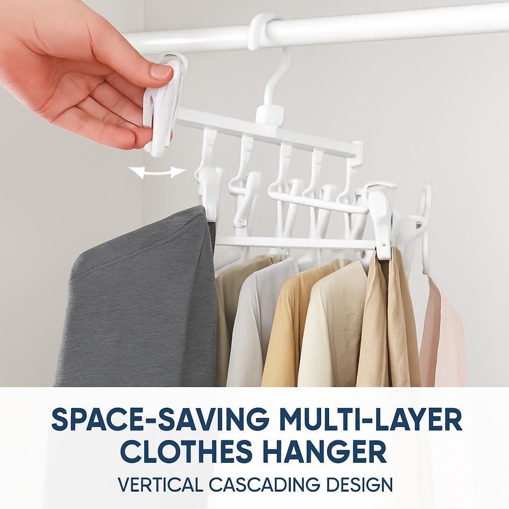 Space-Saving Multi-Layer Clothes Hanger - Vertical Cascading Design