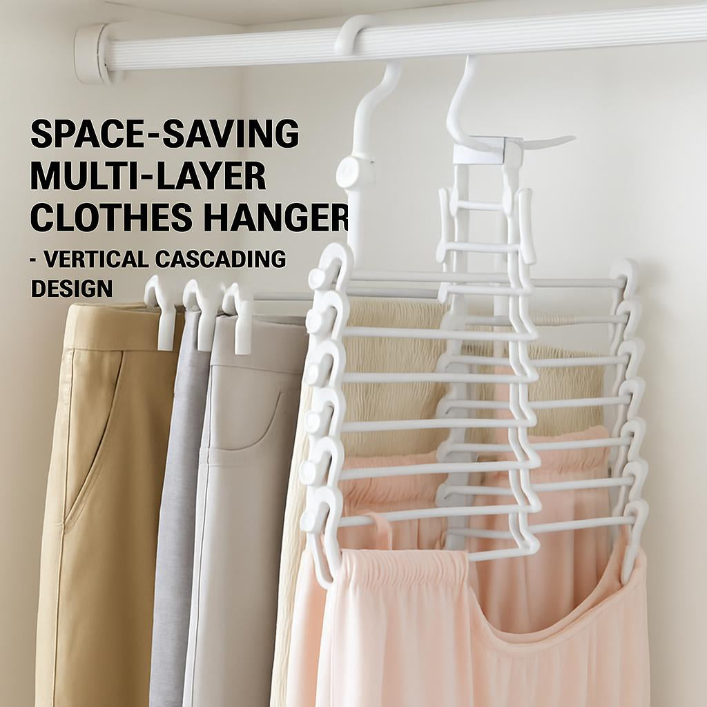 Space-Saving Multi-Layer Clothes Hanger - Vertical Cascading Design