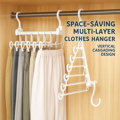Space-Saving Multi-Layer Clothes Hanger - Vertical Cascading Design