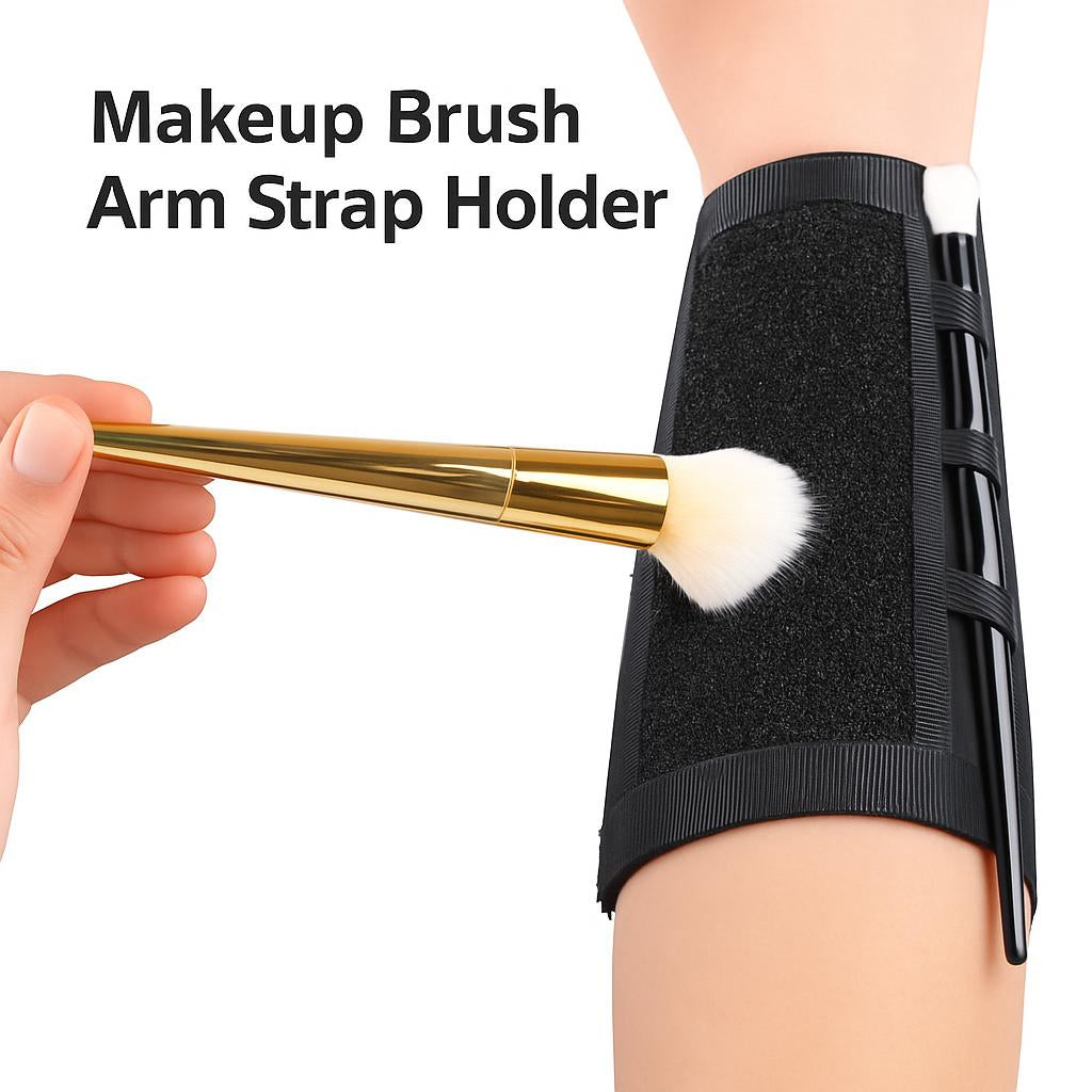 Eco-Friendly Makeup Brush Arm Strap Holder in Black and Gold