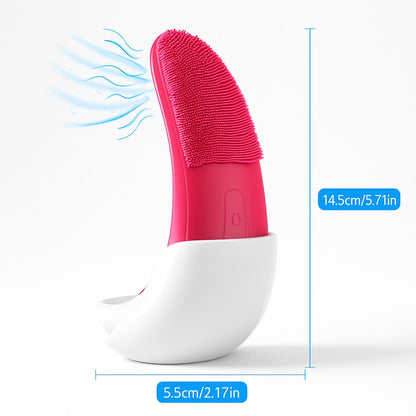 Eco-Friendly Electric Facial Cleansing Brush - Silicone Bristles, Rechargeable, Pink/Blue/Purple
