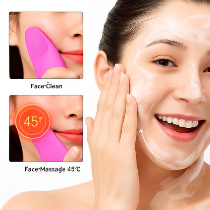 Eco-Friendly Electric Facial Cleansing Brush - Silicone Bristles, Rechargeable, Pink/Blue/Purple