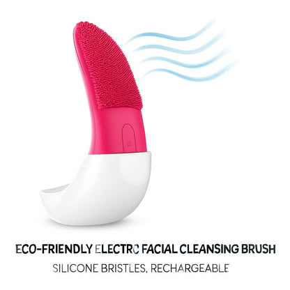 Eco-Friendly Electric Facial Cleansing Brush - Silicone Bristles, Rechargeable, Pink/Blue/Purple