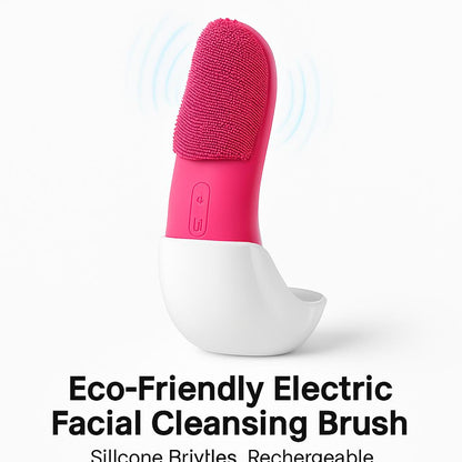 Eco-Friendly Electric Facial Cleansing Brush - Silicone Bristles, Rechargeable, Pink/Blue/Purple