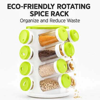 Eco-Friendly Rotating Spice Rack in White and Green