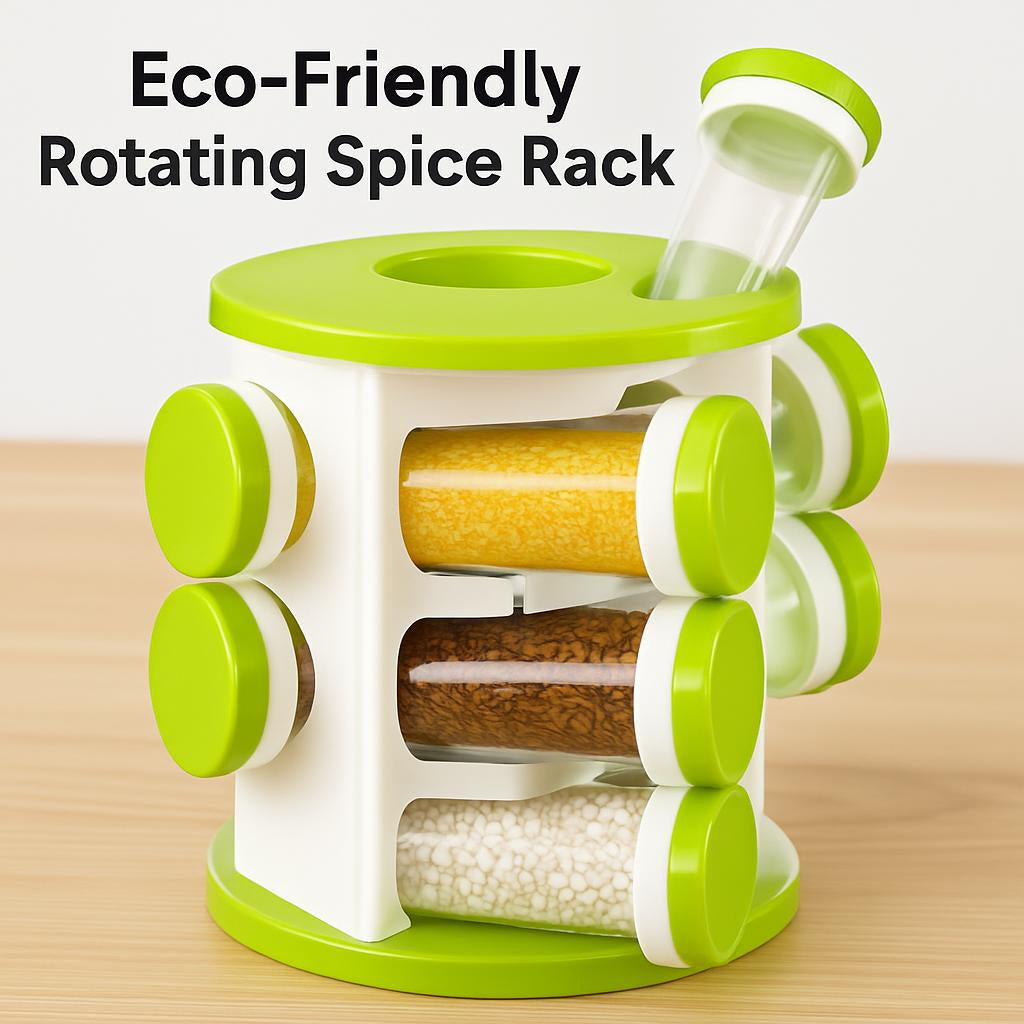 Eco-Friendly Rotating Spice Rack - Organize and Reduce Waste