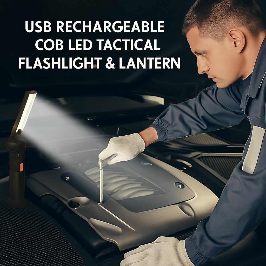 USB Rechargeable COB LED Tactical Flashlight & Lantern