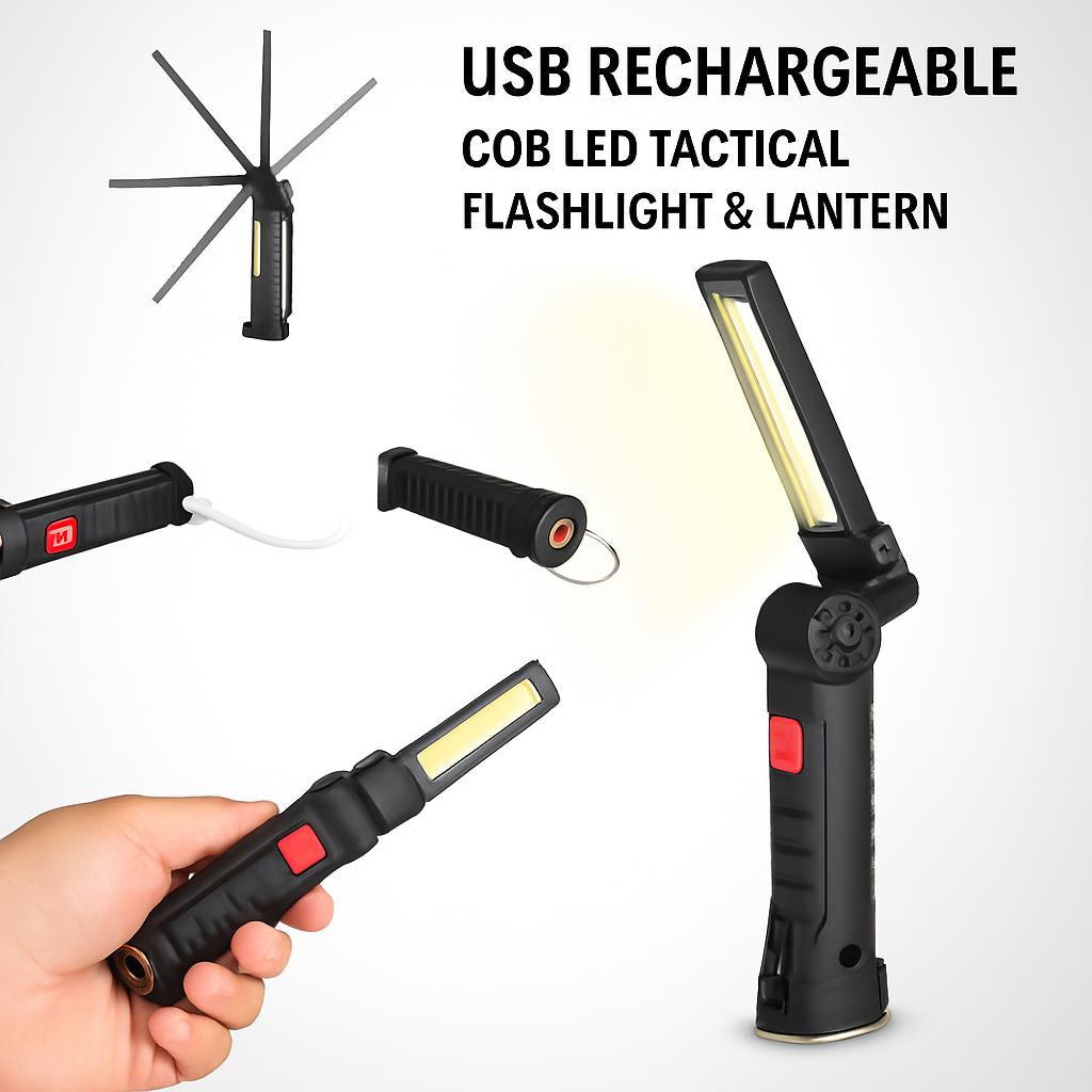 USB Rechargeable COB LED Tactical Flashlight & Lantern