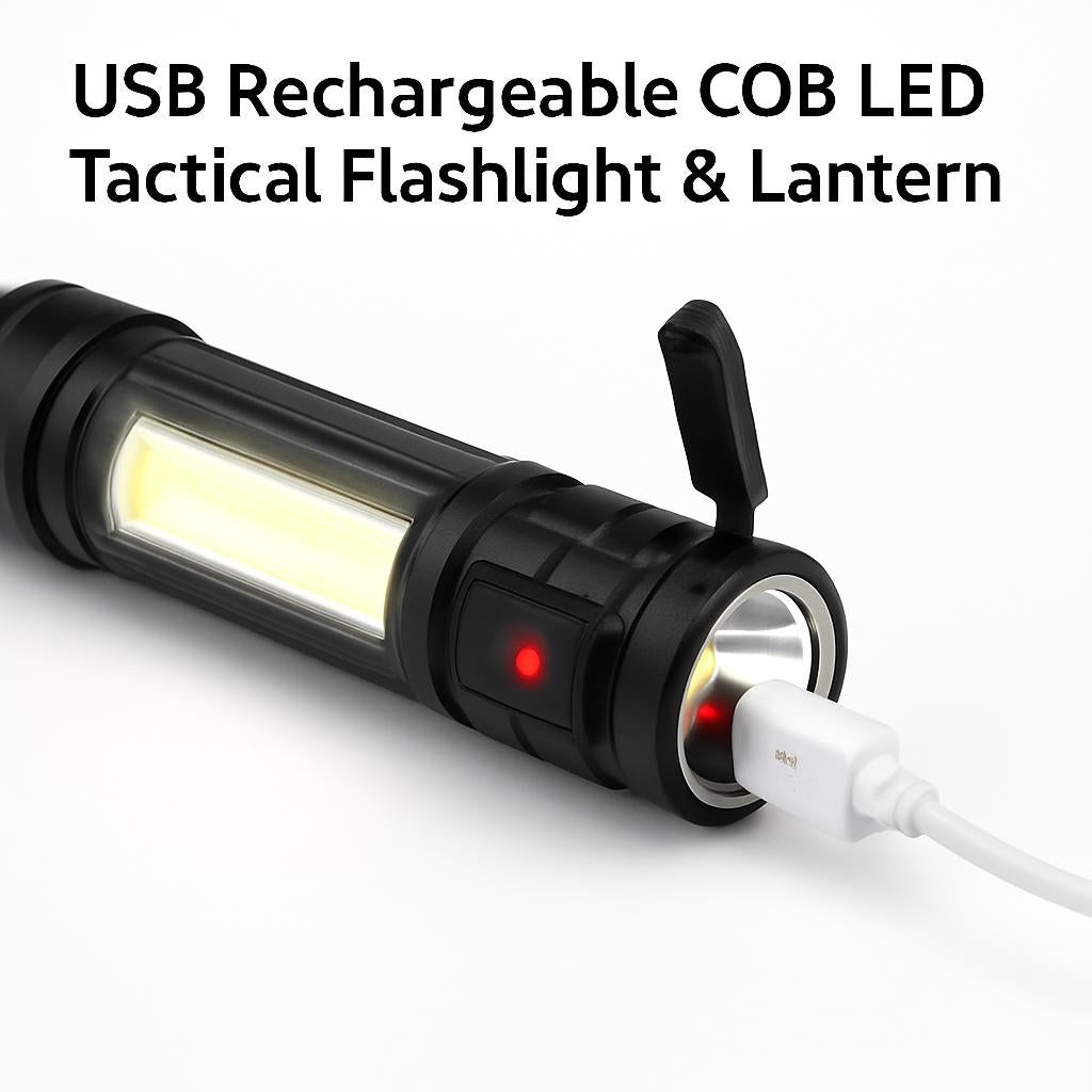 USB Rechargeable COB LED Tactical Flashlight & Lantern