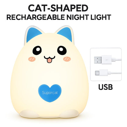 Cat-shaped rechargeable night light with eco-friendly features
