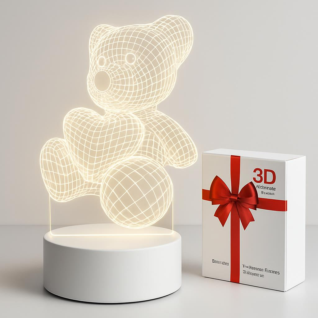 Energy-Efficient 3D LED Bear Lamp for Eco-Friendly Decor