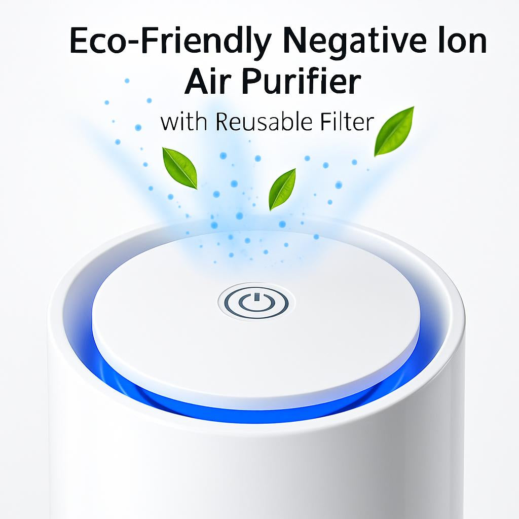 Eco-Friendly Negative Ion Air Purifier with Reusable Filter