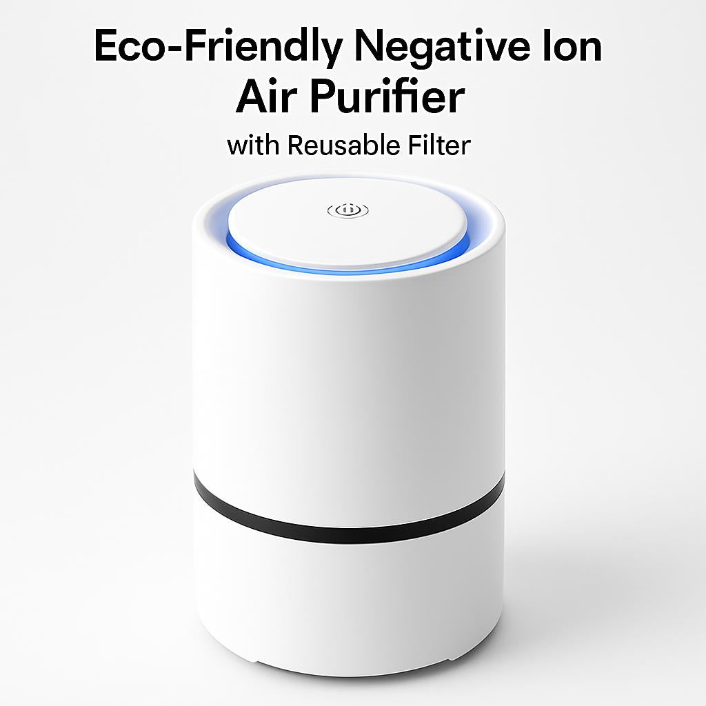 Eco-Friendly Negative Ion Air Purifier with Reusable Filter