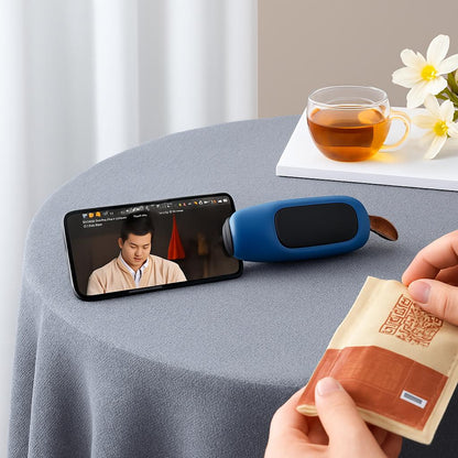 Eco-Friendly Portable Phone Stand in Blue Oval Design