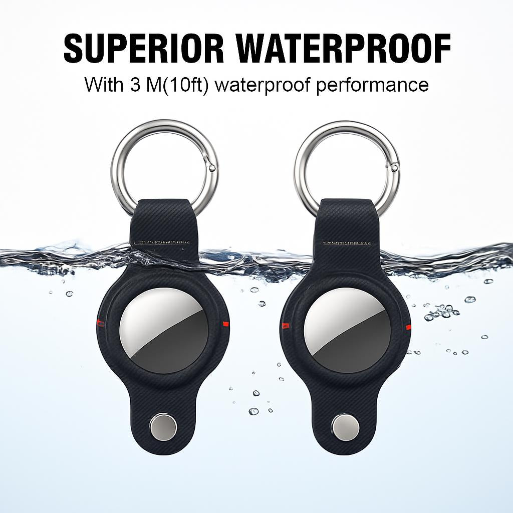 Durable Black AirTag Keychain Holder for Secure Tracking