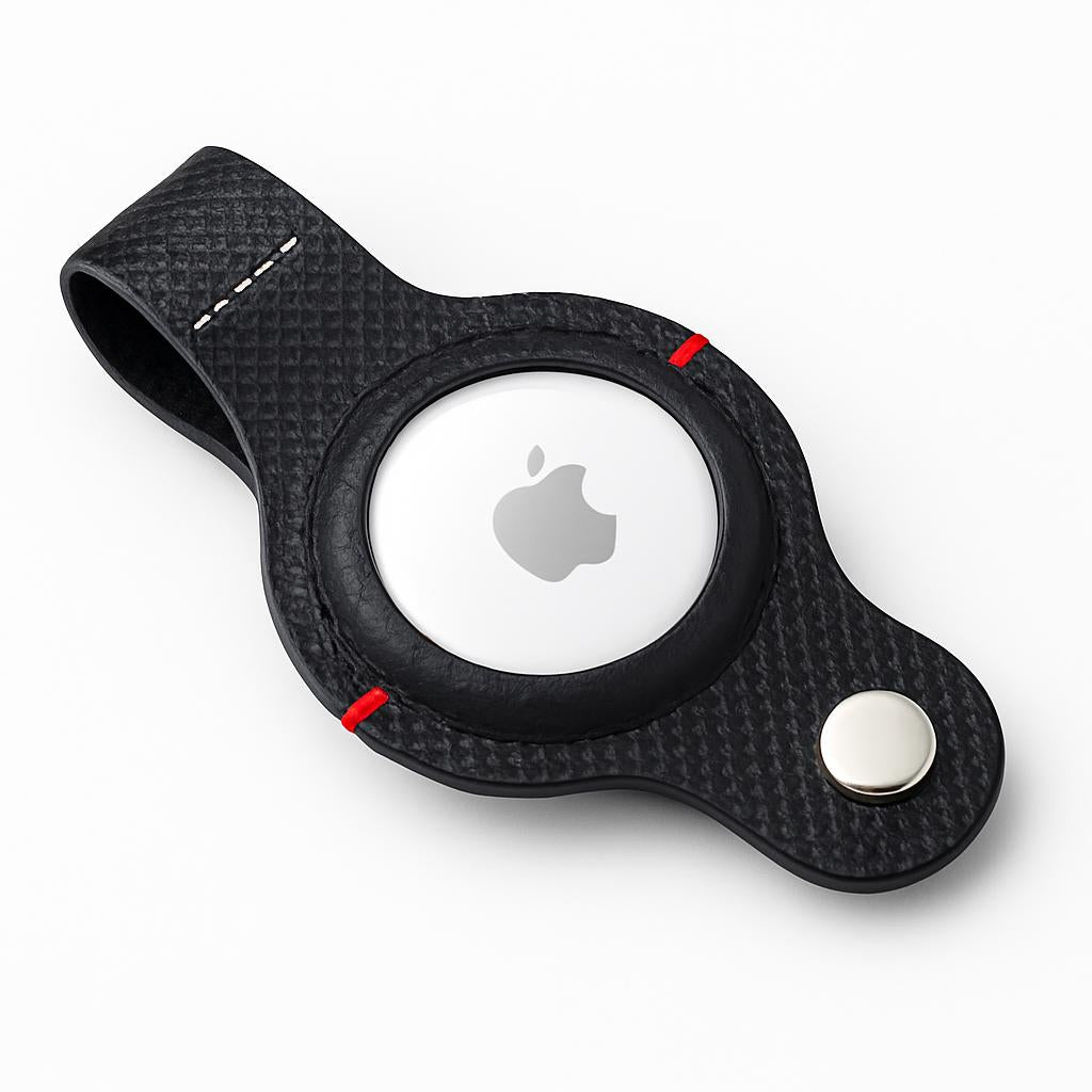 Durable Black AirTag Keychain Holder for Secure Tracking