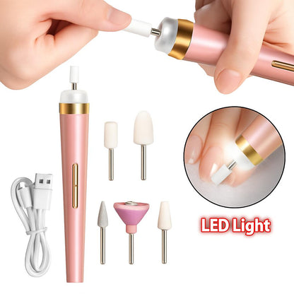 Rechargeable Pink Electric Nail File Set with USB Charging