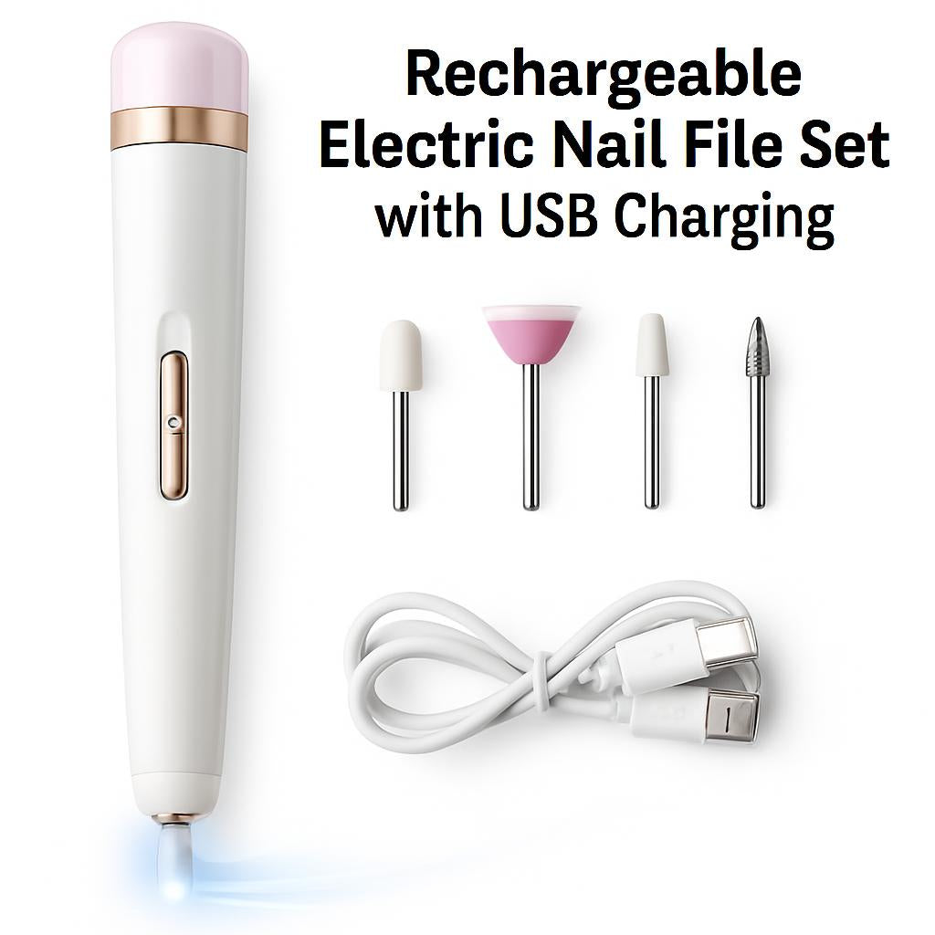 Rechargeable Pink Electric Nail File Set with USB Charging