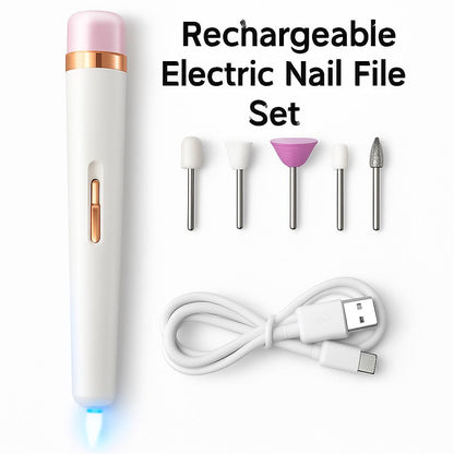 Rechargeable Pink Electric Nail File Set with USB Charging