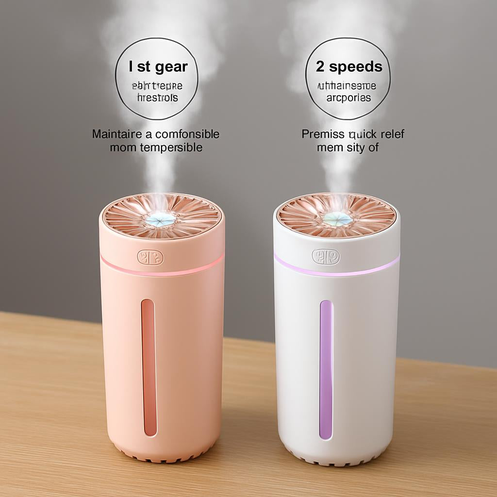 Portable Car Humidifier with Blue LED Light - Enhance Air Quality On-the-Go