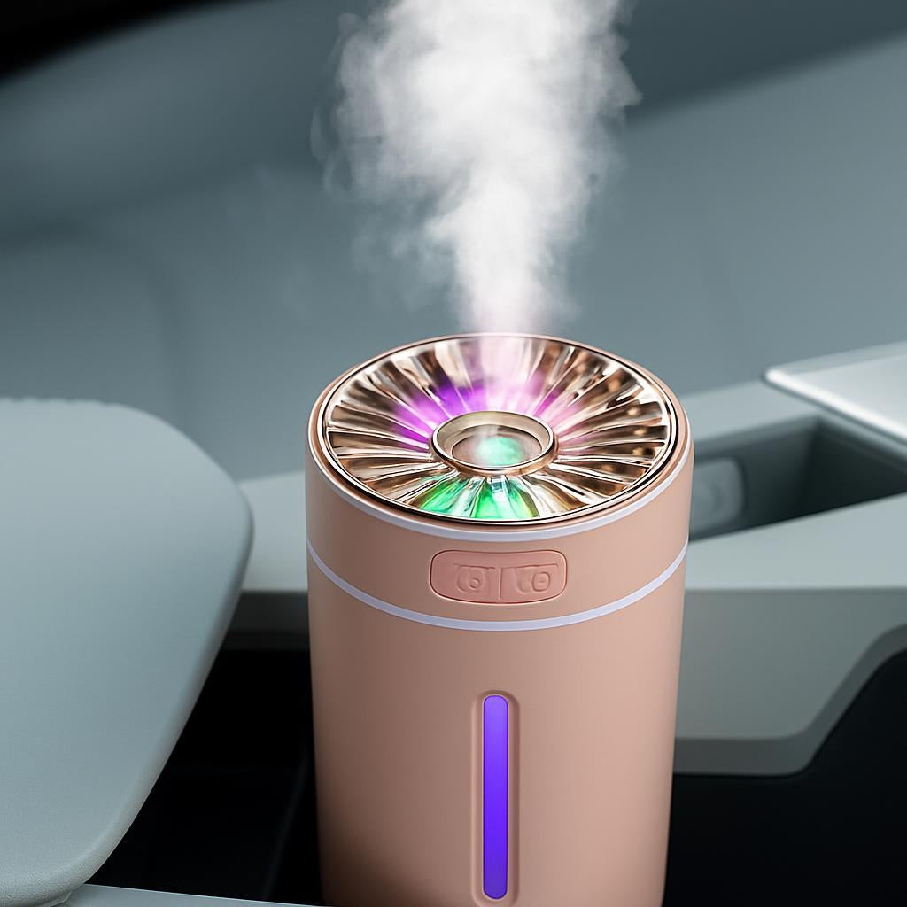 Portable Car Humidifier with Blue LED Light - Enhance Air Quality On-the-Go