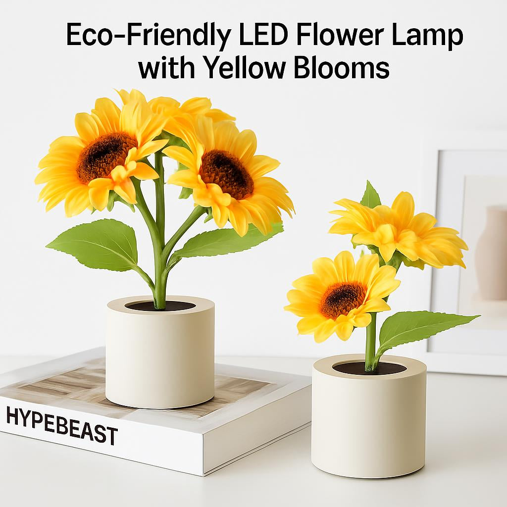 Eco-Friendly LED Flower Lamp with Yellow Blooms