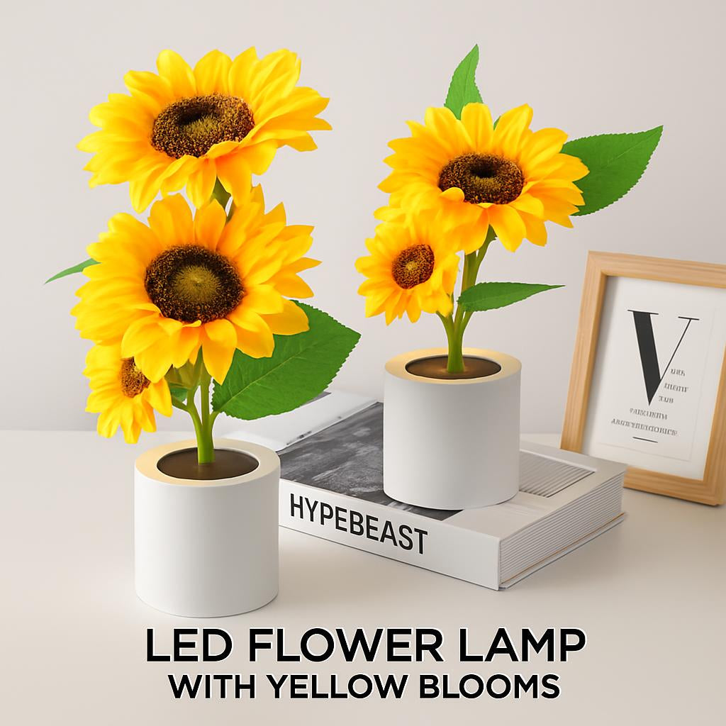 Eco-Friendly LED Flower Lamp with Yellow Blooms