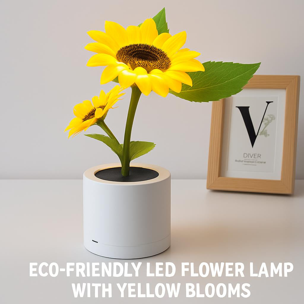 Eco-Friendly LED Flower Lamp with Yellow Blooms