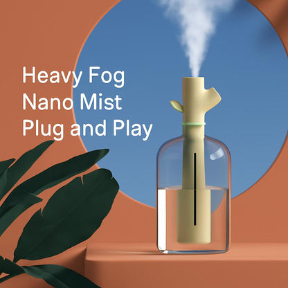 Compact Branch Humidifier with Nano Mist Technology in Beige and Transparent