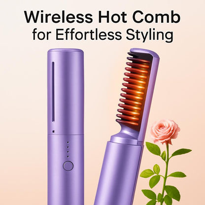 Eco-Friendly Wireless Hair Hot Comb for Effortless Styling