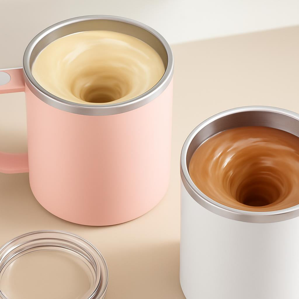 Self-Stirring Automatic Mixing Cup in Pink and White