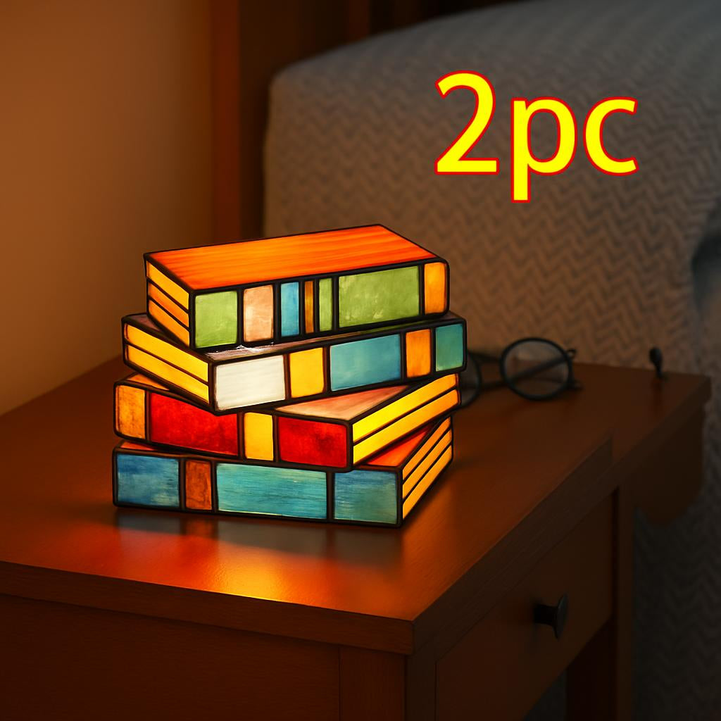 Multicolored Stained Glass Book Lamp - Artistic & Eco-Friendly Table Lighting
