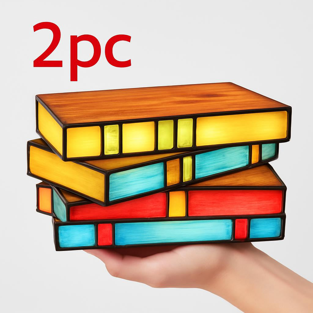 Multicolored Stained Glass Book Lamp - Artistic & Eco-Friendly Table Lighting