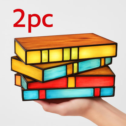 Multicolored Stained Glass Book Lamp - Artistic & Eco-Friendly Table Lighting