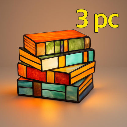 Multicolored Stained Glass Book Lamp - Artistic & Eco-Friendly Table Lighting