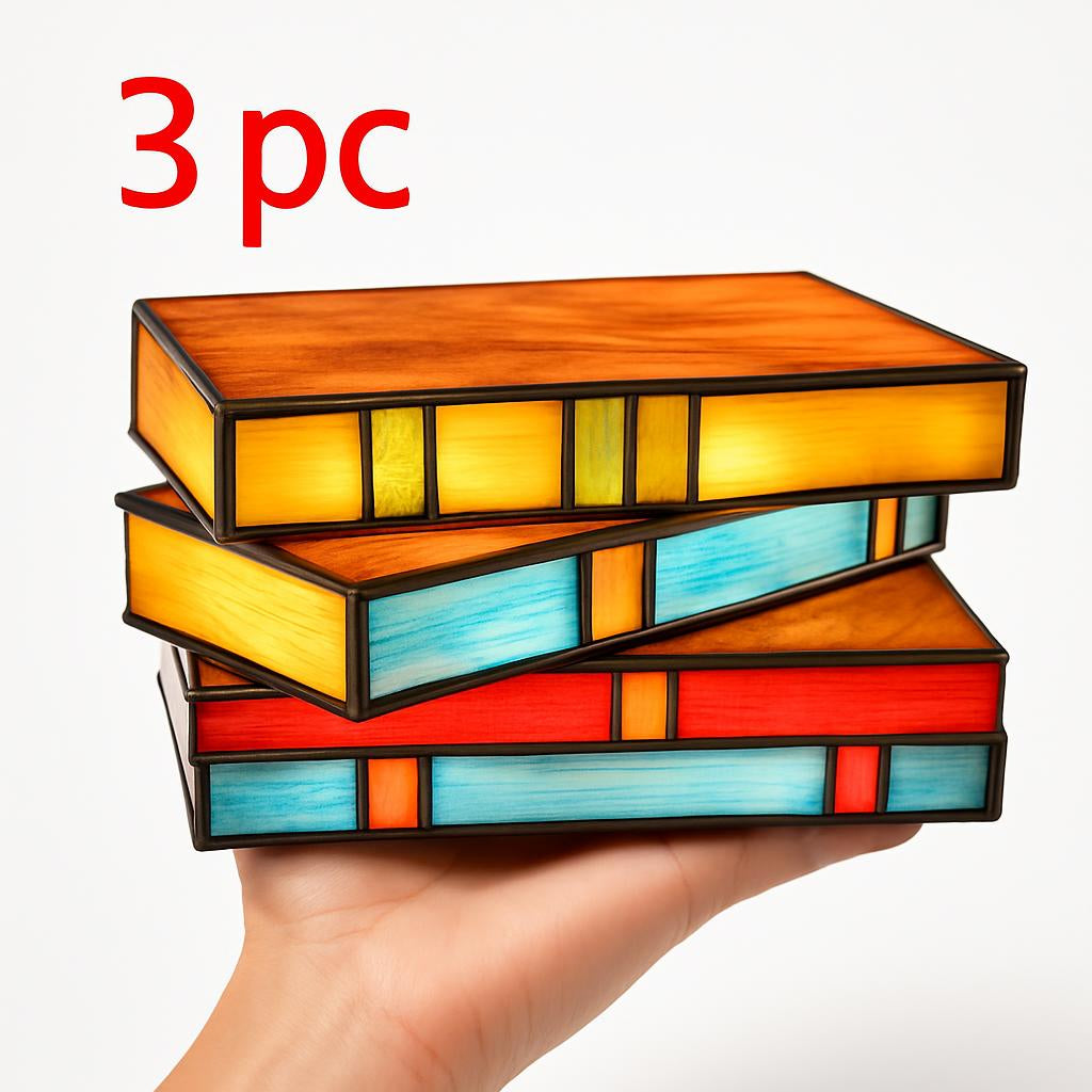 Multicolored Stained Glass Book Lamp - Artistic & Eco-Friendly Table Lighting