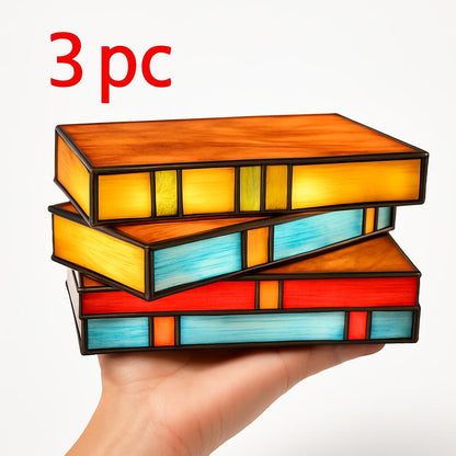 Multicolored Stained Glass Book Lamp - Artistic & Eco-Friendly Table Lighting