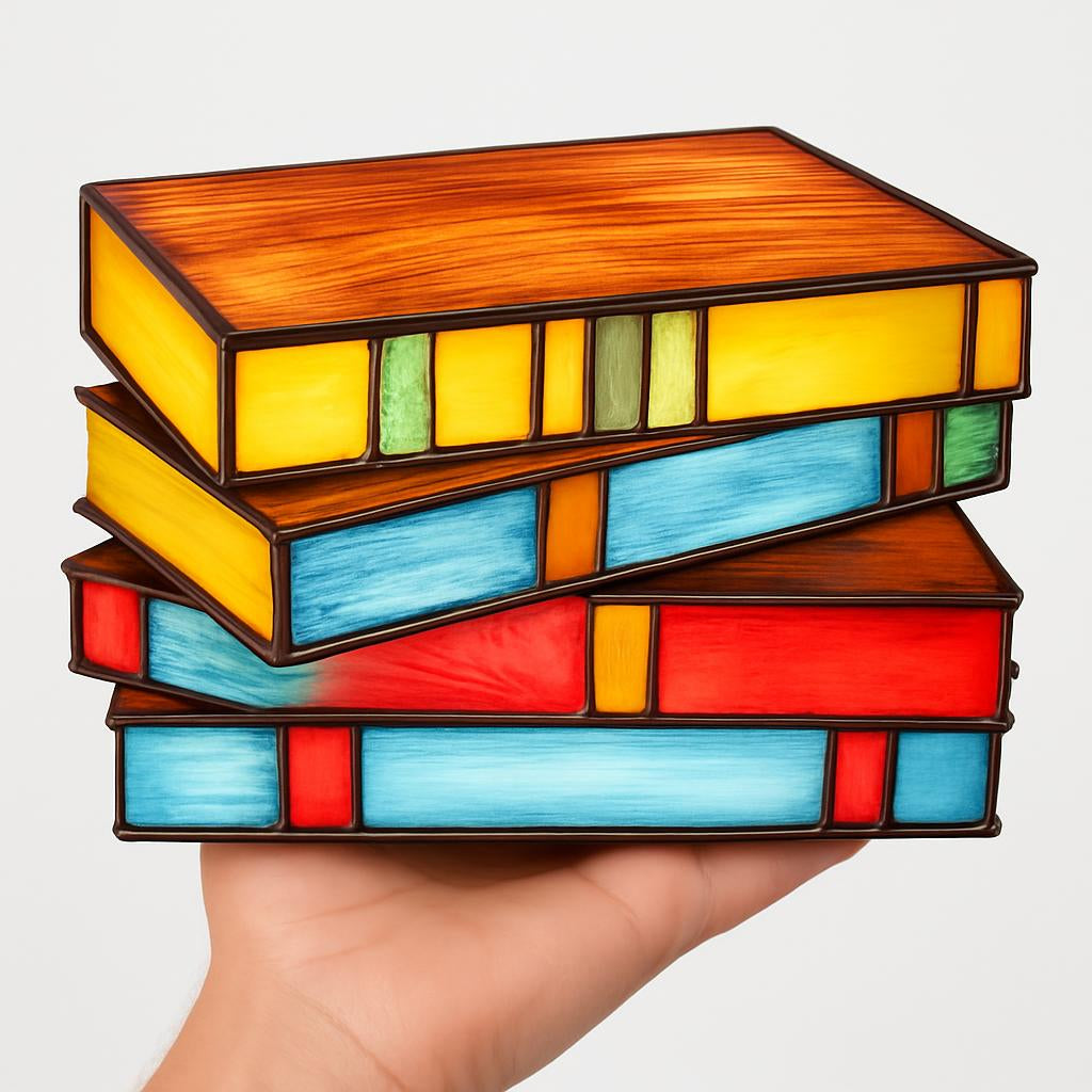 Multicolored Stained Glass Book Lamp - Artistic & Eco-Friendly Table Lighting
