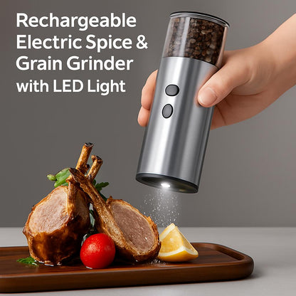Rechargeable Electric Spice & Grain Grinder with LED Light