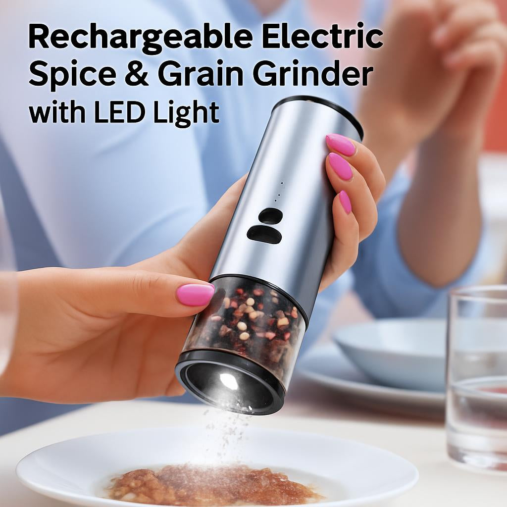 Rechargeable Electric Spice & Grain Grinder with LED Light