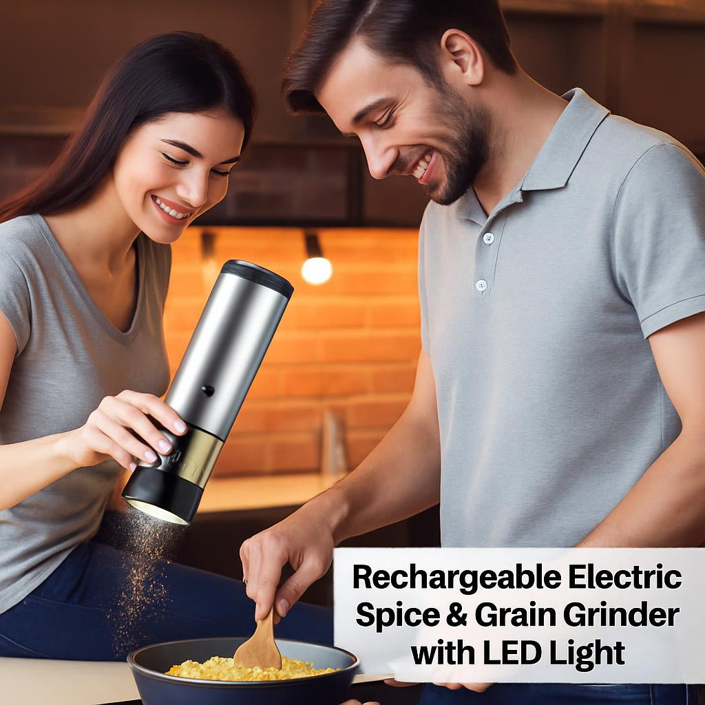 Rechargeable Electric Spice & Grain Grinder with LED Light